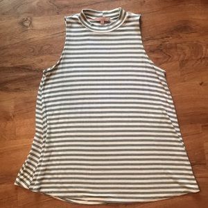 Mock Neck Striped Sleeveless Tank Top